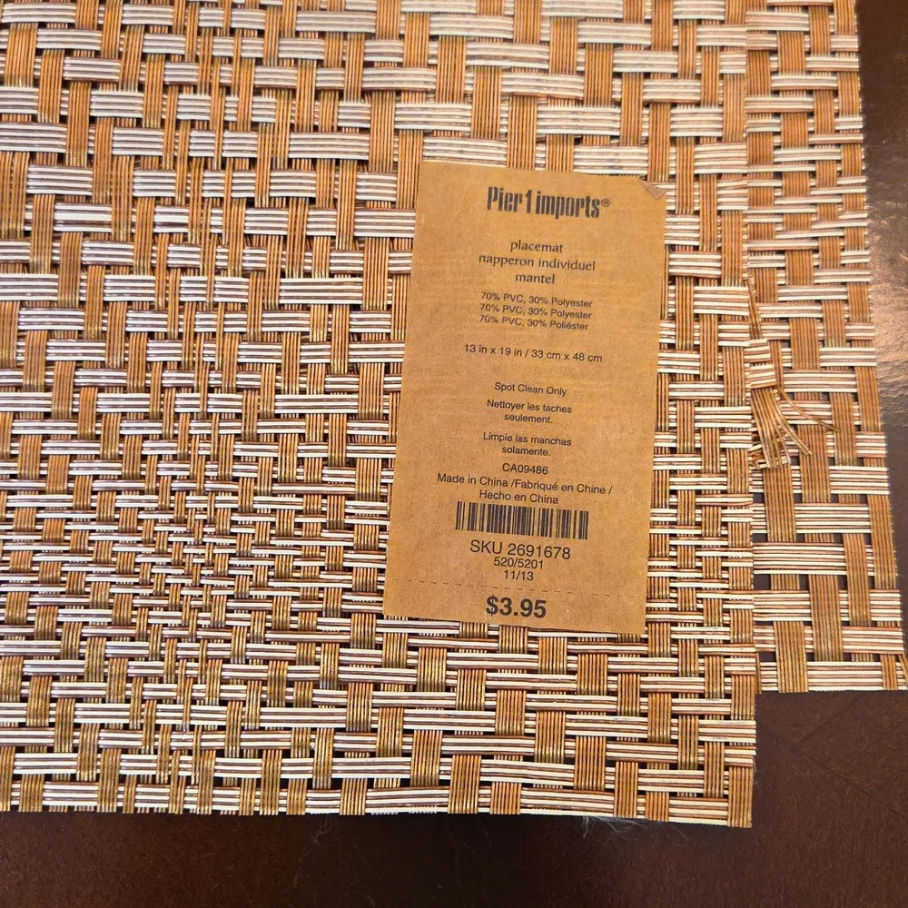 Pier 1 Gold Table Plate Placemats 6